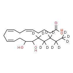 ChemSpider 2D Image | (5Z,8Z,11Z)-14,15-Dihydroxy(16,16,17,17,18,18,19,19,20,20,20-~2~H_11_)-5,8,11-icosatrienoic acid | C20H23D11O4
