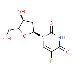 ChemSpider 2D Image | 1-(2-Deoxy-alpha-D-threo-pentofuranosyl)-5-fluoro-2,4(1H,3H)-pyrimidinedione | C9H11FN2O5