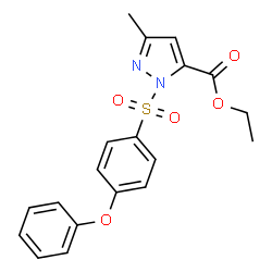ChemSpider 2D Image | Ethyl-3-methyl-1-[(4-phenoxyphenyl)sulfonyl]-1H-pyrazol-5-carboxylat | C19H18N2O5S