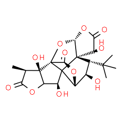 ChemSpider 2D Image | (1S,3R,7S,8S,9R,10S,12R,16S)-6,9,12,17-Tetrahydroxy-16-methyl-8-(2-methyl-2-propanyl)-2,4,14,19-tetraoxahexacyclo[8.7.2.0~1,11~.0~3,7~.0~7,11~.0~13,17~]nonadecane-5,15,18-trione | C20H24O11