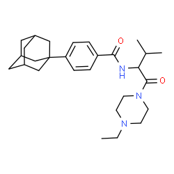 ChemSpider 2D Image | 4-(Adamantan-1-yl)-N-[1-(4-ethyl-1-piperazinyl)-3-methyl-1-oxo-2-butanyl]benzamide | C28H41N3O2