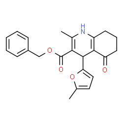 ChemSpider 2D Image | Benzyl 2-methyl-4-(5-methyl-2-furyl)-5-oxo-1,4,5,6,7,8-hexahydro-3-quinolinecarboxylate | C23H23NO4