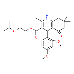 ChemSpider 2D Image | 2-Isopropoxyethyl 4-(2,4-dimethoxyphenyl)-2,7,7-trimethyl-5-oxo-1,4,5,6,7,8-hexahydro-3-quinolinecarboxylate | C26H35NO6