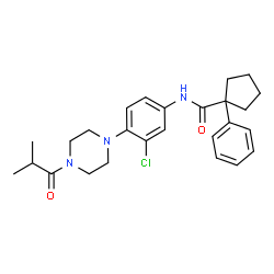 ChemSpider 2D Image | N-[3-Chloro-4-(4-isobutyryl-1-piperazinyl)phenyl]-1-phenylcyclopentanecarboxamide | C26H32ClN3O2