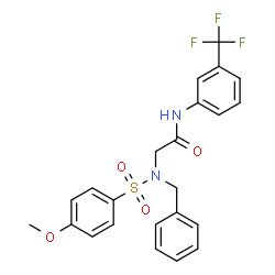 ChemSpider 2D Image | N~2~-Benzyl-N~2~-[(4-methoxyphenyl)sulfonyl]-N-[3-(trifluoromethyl)phenyl]glycinamide | C23H21F3N2O4S