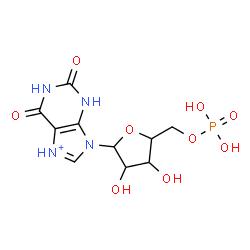 ChemSpider 2D Image | 2,6-Dioxo-9-(5-O-phosphonopentofuranosyl)-2,3,6,9-tetrahydro-1H-purin-7-ium | C10H14N4O9P