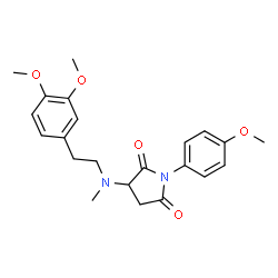 ChemSpider 2D Image | 3-{[2-(3,4-Dimethoxyphenyl)ethyl](methyl)amino}-1-(4-methoxyphenyl)-2,5-pyrrolidinedione | C22H26N2O5