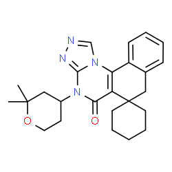 ChemSpider 2D Image | 4-(2,2-Dimethyltetrahydro-2H-pyran-4-yl)-4H-spiro[benzo[h][1,2,4]triazolo[4,3-a]quinazoline-6,1'-cyclohexan]-5(7H)-one | C25H30N4O2