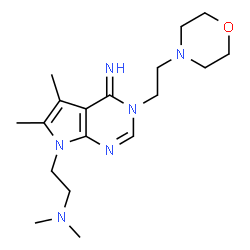 ChemSpider 2D Image | 2-{4-Imino-5,6-dimethyl-3-[2-(4-morpholinyl)ethyl]-3,4-dihydro-7H-pyrrolo[2,3-d]pyrimidin-7-yl}-N,N-dimethylethanamine | C18H30N6O