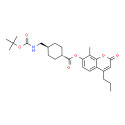 ChemSpider 2D Image | 8-Methyl-2-oxo-4-propyl-2H-chromen-7-yl trans-4-[({[(2-methyl-2-propanyl)oxy]carbonyl}amino)methyl]cyclohexanecarboxylate | C26H35NO6