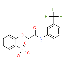 ChemSpider 2D Image | [2-(2-Oxo-2-{[3-(trifluoromethyl)phenyl]amino}ethoxy)phenyl]phosphonic acid | C15H13F3NO5P