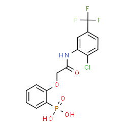ChemSpider 2D Image | [2-(2-{[2-Chloro-5-(trifluoromethyl)phenyl]amino}-2-oxoethoxy)phenyl]phosphonic acid | C15H12ClF3NO5P
