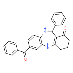 ChemSpider 2D Image | 7-Benzoyl-11-phenyl-2,3,4,5,10,11-hexahydro-dibenzo[b,e][1,4]diazepin-1-one | C26H22N2O2