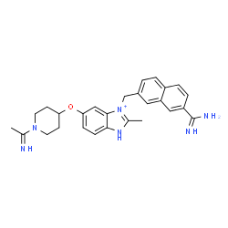 ChemSpider 2D Image | 1-[(7-Carbamimidoyl-2-naphthyl)methyl]-6-[(1-ethanimidoyl-4-piperidinyl)oxy]-2-methyl-1H-benzimidazol-1-ium | C27H31N6O