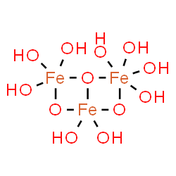 ChemSpider 2D Image | 2,2,2,2,4,4,6,6,6-nonahydroxy-1$l^{3},3,5-trioxa-2$l^{6},4$l^{5},6$l^{5}-triferrabicyclo[2.2.0]hexane | H9Fe3O12