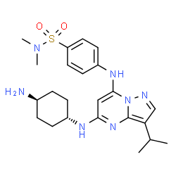 ChemSpider 2D Image | 4-[5-(TRANS-4-AMINOCYCLOHEXYLAMINO)-3-ISOPROPYLPYRAZOLO[1,5-A]PYRIMIDIN-7-YLAMINO]-N,N-DIMETHYLBENZENESULFONAMIDE | C23H33N7O2S