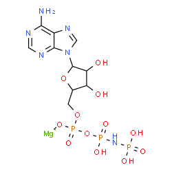 ChemSpider 2D Image | [[5-(6-aminopurin-9-yl)-3,4-dihydroxy-tetrahydrofuran-2-yl]methoxy-[hydroxy-(phosphonoamino)phosphoryl]oxy-phosphoryl]oxymagnesium | C10H16MgN6O12P3