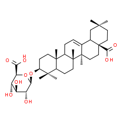 ChemSpider 2D Image | (3beta,5xi,9xi,18xi)-28-Hydroxy-28-oxoolean-12-en-3-yl beta-D-glucopyranosiduronic acid | C36H56O9