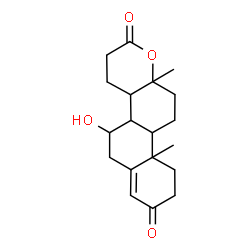 ChemSpider 2D Image | 5-Hydroxy-10a,12a-dimethyl-3,4,4a,5,6,9,10,10a,10b,11,12,12a-dodecahydro-2H-naphtho[2,1-f]chromene-2,8(4bH)-dione | C19H26O4