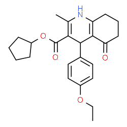 ChemSpider 2D Image | Cyclopentyl 4-(4-ethoxyphenyl)-2-methyl-5-oxo-1,4,5,6,7,8-hexahydro-3-quinolinecarboxylate | C24H29NO4