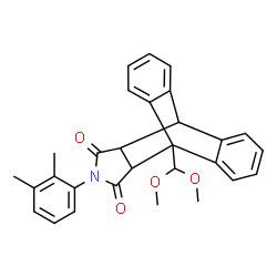ChemSpider 2D Image | 1-(Dimethoxymethyl)-17-(2,3-dimethylphenyl)-17-azapentacyclo[6.6.5.0~2,7~.0~9,14~.0~15,19~]nonadeca-2,4,6,9,11,13-hexaene-16,18-dione | C29H27NO4
