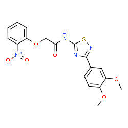 ChemSpider 2D Image | N-[3-(3,4-Dimethoxyphenyl)-1,2,4-thiadiazol-5-yl]-2-(2-nitrophenoxy)acetamide | C18H16N4O6S
