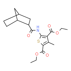 ChemSpider 2D Image | Diethyl 5-[(bicyclo[2.2.1]hept-2-ylcarbonyl)amino]-3-methyl-2,4-thiophenedicarboxylate | C19H25NO5S