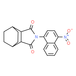 ChemSpider 2D Image | 4-(4-Nitro-1-naphthyl)-4-azatricyclo[5.2.2.0~2,6~]undecane-3,5-dione | C20H18N2O4