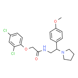 ChemSpider 2D Image | 2-(2,4-Dichlorophenoxy)-N-[2-(4-methoxyphenyl)-2-(1-pyrrolidinyl)ethyl]acetamide | C21H24Cl2N2O3