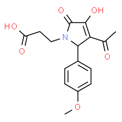 ChemSpider 2D Image | 3-[3-acetyl-4-hydroxy-2-(4-methoxyphenyl)-5-oxo-2H-pyrrol-1-yl]propanoic acid | C16H17NO6