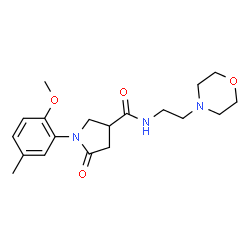 ChemSpider 2D Image | 1-(2-Methoxy-5-methylphenyl)-N-[2-(4-morpholinyl)ethyl]-5-oxo-3-pyrrolidinecarboxamide | C19H27N3O4