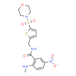 ChemSpider 2D Image | 2-(Methylamino)-N-{[5-(4-morpholinylsulfonyl)-2-thienyl]methyl}-5-nitrobenzamide | C17H20N4O6S2