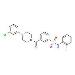 ChemSpider 2D Image | 3-{[4-(3-Chlorophenyl)-1-piperazinyl]carbonyl}-N-(2-fluorophenyl)benzenesulfonamide | C23H21ClFN3O3S