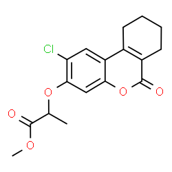 ChemSpider 2D Image | Methyl 2-[(2-chloro-6-oxo-7,8,9,10-tetrahydro-6H-benzo[c]chromen-3-yl)oxy]propanoate | C17H17ClO5