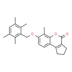 ChemSpider 2D Image | 6-Methyl-7-[(2,3,5,6-tetramethylbenzyl)oxy]-2,3-dihydrocyclopenta[c]chromen-4(1H)-one | C24H26O3