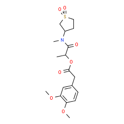 ChemSpider 2D Image | 1-[(1,1-Dioxidotetrahydro-3-thiophenyl)(methyl)amino]-1-oxo-2-propanyl (3,4-dimethoxyphenyl)acetate | C18H25NO7S