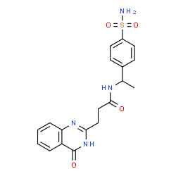 ChemSpider 2D Image | 3-(4-Oxo-1,4-dihydro-2-quinazolinyl)-N-[1-(4-sulfamoylphenyl)ethyl]propanamide | C19H20N4O4S