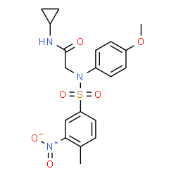 ChemSpider 2D Image | N-Cyclopropyl-N~2~-(4-methoxyphenyl)-N~2~-[(4-methyl-3-nitrophenyl)sulfonyl]glycinamide | C19H21N3O6S