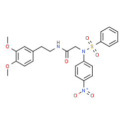 ChemSpider 2D Image | N-[2-(3,4-Dimethoxyphenyl)ethyl]-N~2~-(4-nitrophenyl)-N~2~-(phenylsulfonyl)glycinamide | C24H25N3O7S