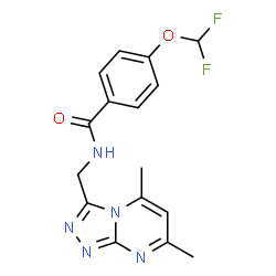ChemSpider 2D Image | 4-(Difluoromethoxy)-N-[(5,7-dimethyl[1,2,4]triazolo[4,3-a]pyrimidin-3-yl)methyl]benzamide | C16H15F2N5O2