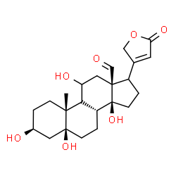 ChemSpider 2D Image | (3beta,5beta,9xi,17xi)-3,5,11,14-Tetrahydroxy-18-oxocard-20(22)-enolide | C23H32O7