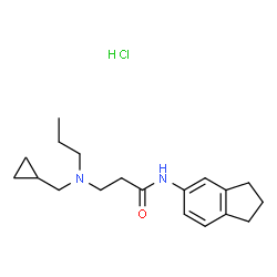 ChemSpider 2D Image | N~3~-(Cyclopropylmethyl)-N-(2,3-dihydro-1H-inden-5-yl)-N~3~-propyl-beta-alaninamide hydrochloride (1:1) | C19H29ClN2O