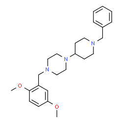 ChemSpider 2D Image | 1-(1-Benzyl-4-piperidinyl)-4-(2,5-dimethoxybenzyl)piperazine | C25H35N3O2
