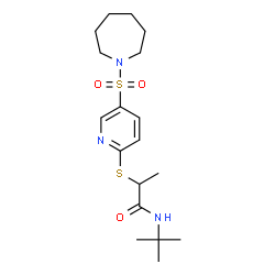 ChemSpider 2D Image | 2-{[5-(1-Azepanylsulfonyl)-2-pyridinyl]sulfanyl}-N-(2-methyl-2-propanyl)propanamide | C18H29N3O3S2