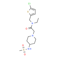 ChemSpider 2D Image | N-[(5-Chloro-2-thienyl)methyl]-N-ethyl-2-{4-[(methylsulfonyl)amino]-1-piperidinyl}acetamide | C15H24ClN3O3S2