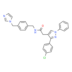 ChemSpider 2D Image | 2-[3-(4-Chlorophenyl)-1-phenyl-1H-pyrazol-4-yl]-N-[4-(1H-imidazol-1-ylmethyl)benzyl]acetamide | C28H24ClN5O
