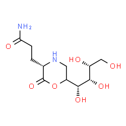 ChemSpider 2D Image | 3-{(3S)-2-Oxo-6-[(1S,2S,3R)-1,2,3,4-tetrahydroxybutyl]-3-morpholinyl}propanamide | C11H20N2O7