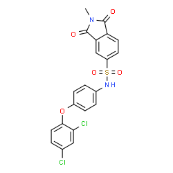 ChemSpider 2D Image | N-[4-(2,4-Dichlorophenoxy)phenyl]-2-methyl-1,3-dioxo-5-isoindolinesulfonamide | C21H14Cl2N2O5S