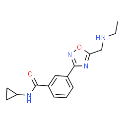 ChemSpider 2D Image | N-cyclopropyl-3-(5-((ethylamino)methyl)-1,2,4-oxadiazol-3-yl)benzamide | C15H18N4O2
