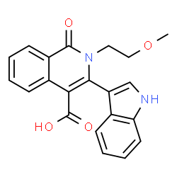 ChemSpider 2D Image | 3-(1H-indol-3-yl)-2-(2-methoxyethyl)-1-oxoisoquinoline-4-carboxylic acid | C21H18N2O4